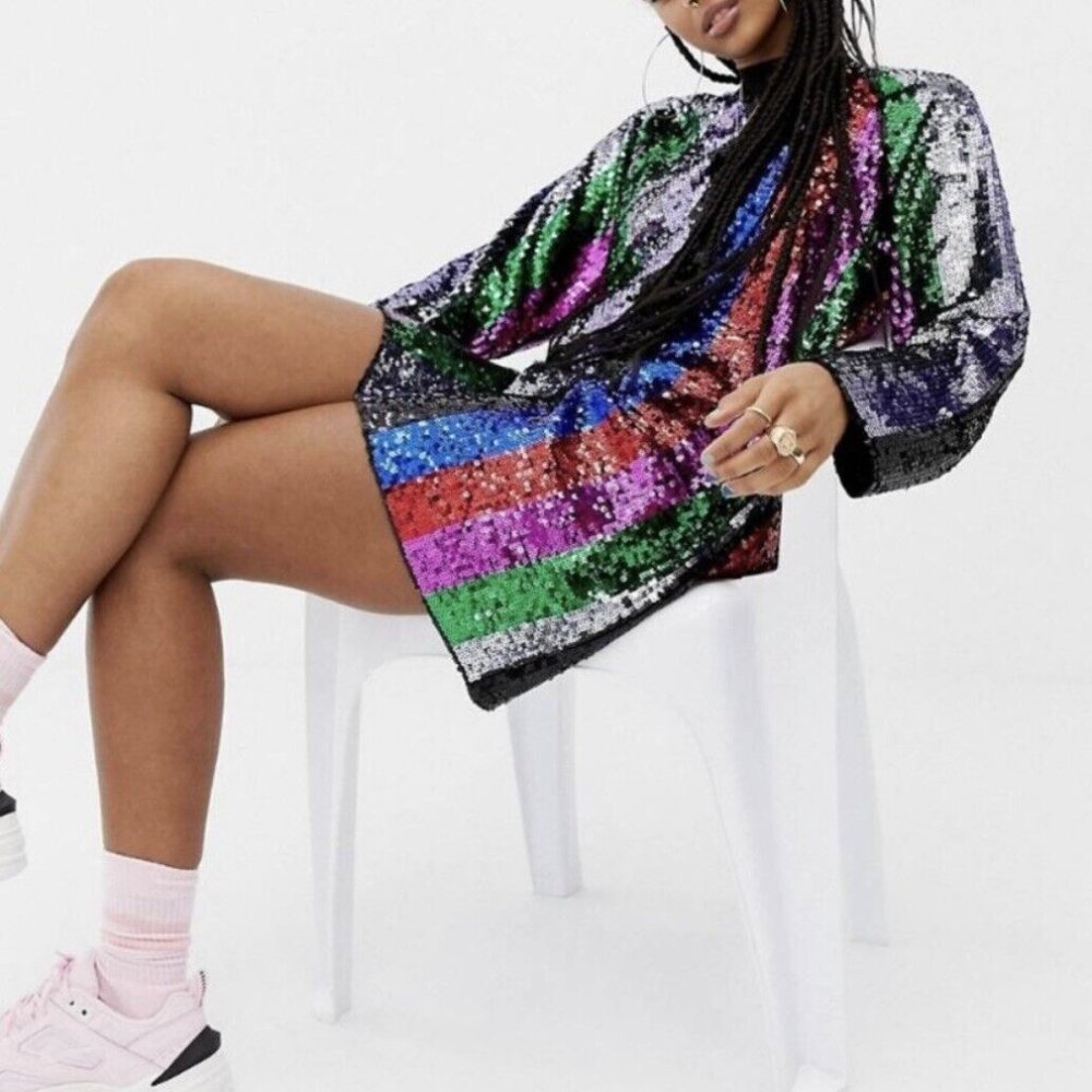 Collusion x ASOS Rainbow Sequin Mini Party Cocktail Dress